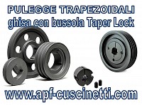 Pulegge trapezoidali monoblocco e per bussola taper lock in ghisa , e monoblocco in alluminio