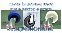 Ruote in gomma nera, blu elastica oppure nylon